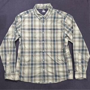 REI Co op Plaid Nylon Spandex Long Sleeve Button Shirt Medium Outdoor Hiking